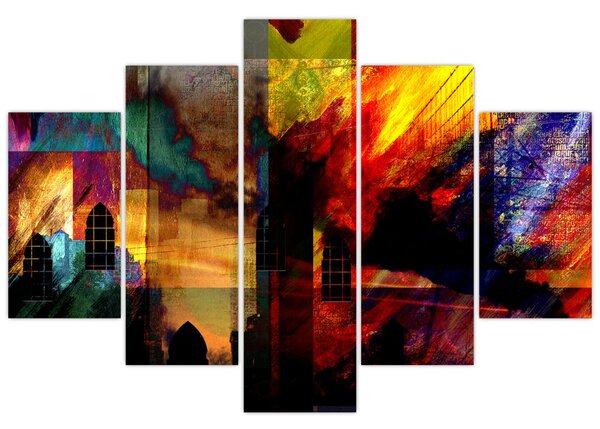 Tablou - Oraș colorat, abstracție (150x105 cm)