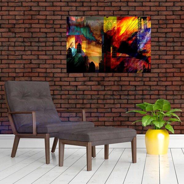 Tablou - Oraș colorat, abstracție (90x60 cm)