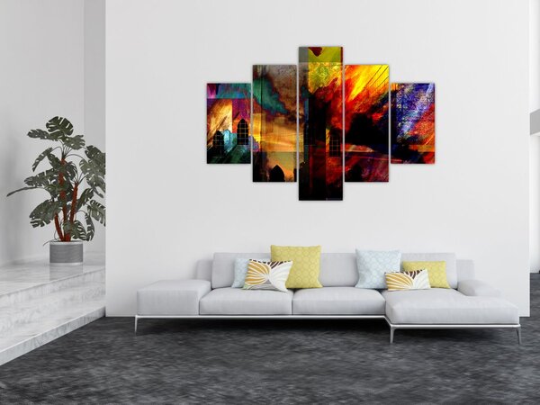 Tablou - Oraș colorat, abstracție (150x105 cm)
