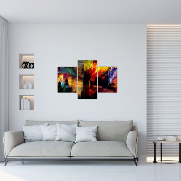 Tablou - Oraș colorat, abstracție (90x60 cm)