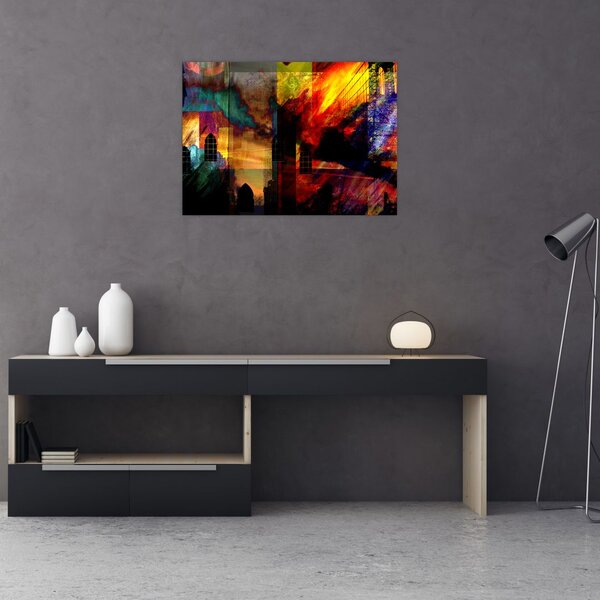 Tablou - Oraș colorat, abstracție (70x50 cm)