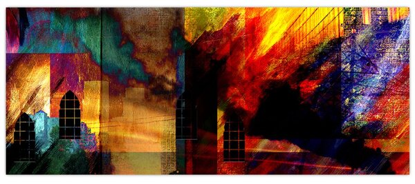 Tablou - Oraș colorat, abstracție (120x50 cm)
