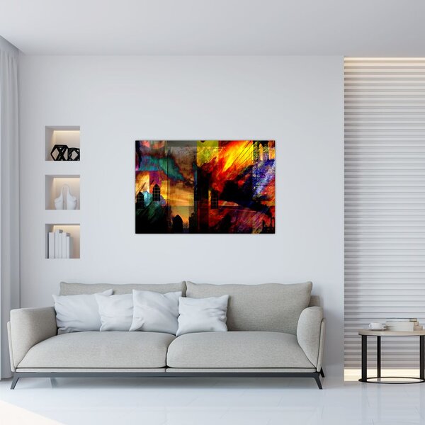 Tablou - Oraș colorat, abstracție (90x60 cm)