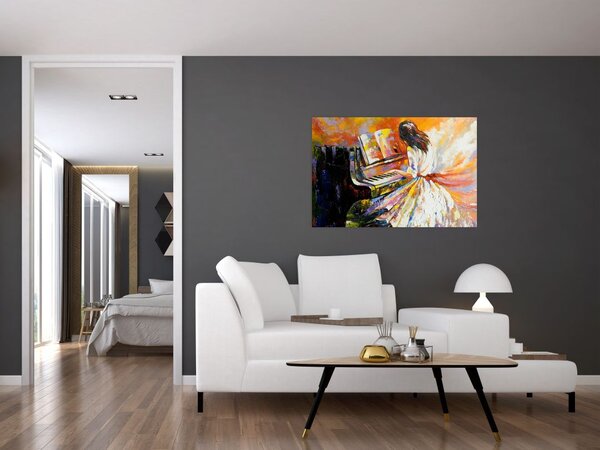 Tablou - Femeia cântând la pian (90x60 cm)