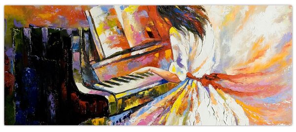 Tablou - Femeia cântând la pian (120x50 cm)