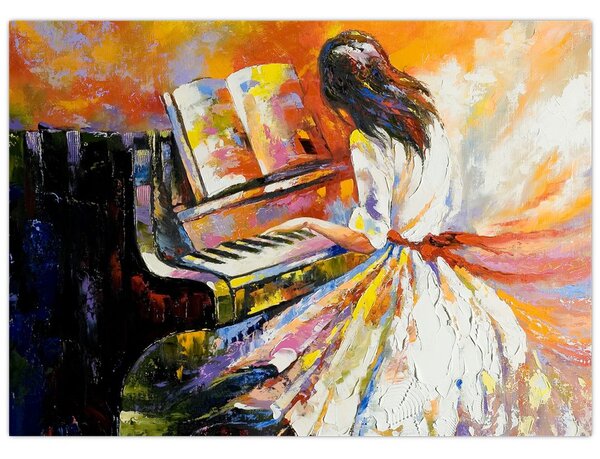 Tablou - Femeia cântând la pian (70x50 cm)