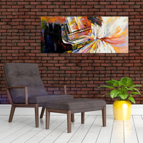 Tablou - Femeia cântând la pian (120x50 cm)