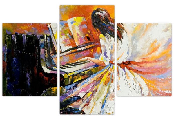 Tablou - Femeia cântând la pian (90x60 cm)