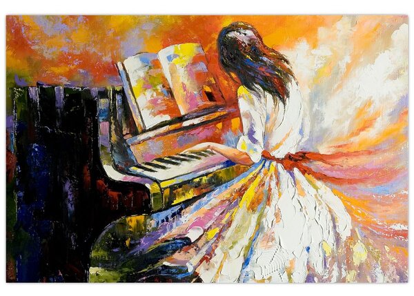 Tablou - Femeia cântând la pian (90x60 cm)