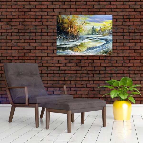 Tablou - Râu de iarnă, pictură în ulei (70x50 cm)