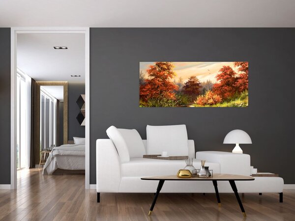 Tablou - Râu în peisaj de toamnă (120x50 cm)