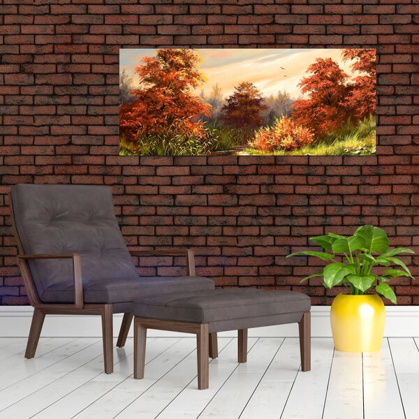 Tablou - Râu în peisaj de toamnă (120x50 cm)