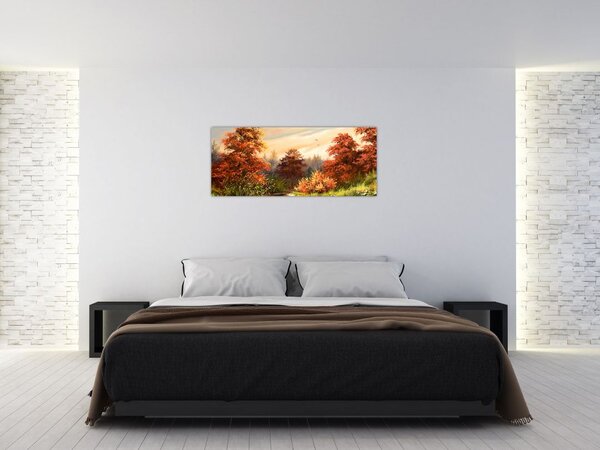 Tablou - Râu în peisaj de toamnă (120x50 cm)