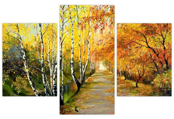 Tablou - Alee romantică de-a lungul apei, pictură în ulei (90x60 cm)
