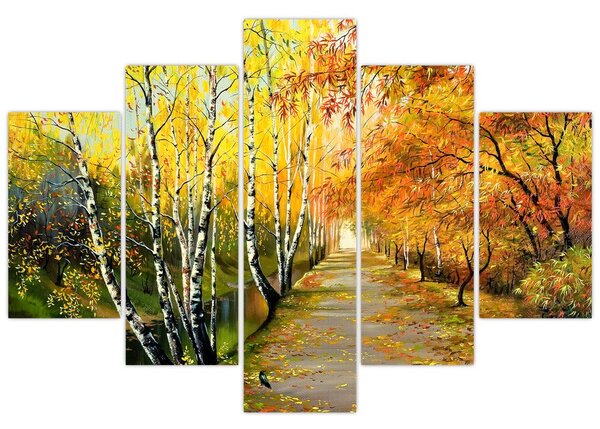 Tablou - Alee romantică de-a lungul apei, pictură în ulei (150x105 cm)