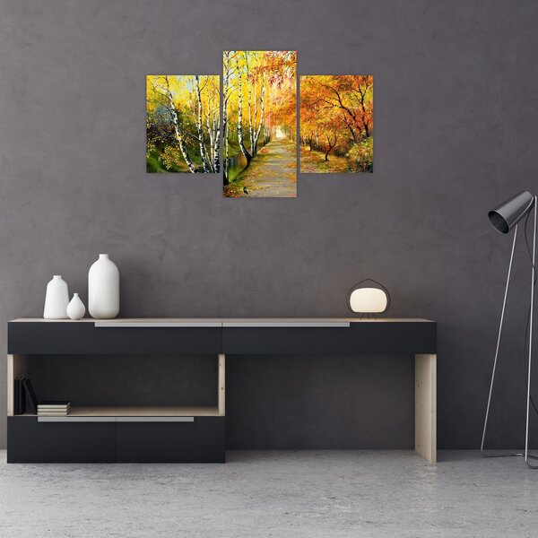 Tablou - Alee romantică de-a lungul apei, pictură în ulei (90x60 cm)