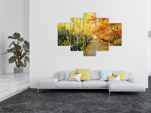 Tablou - Alee romantică de-a lungul apei, pictură în ulei (150x105 cm)
