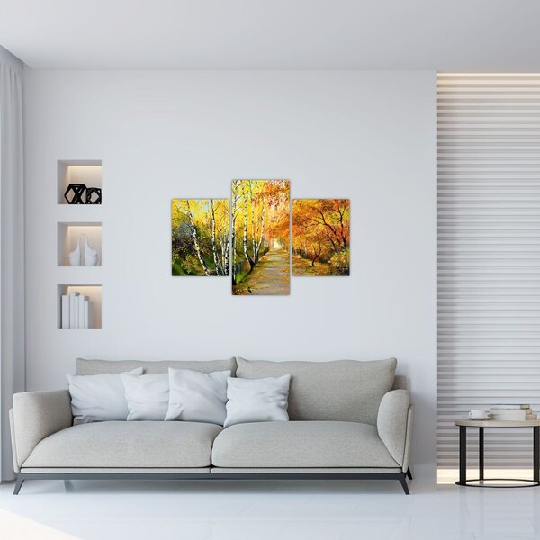 Tablou - Alee romantică de-a lungul apei, pictură în ulei (90x60 cm)