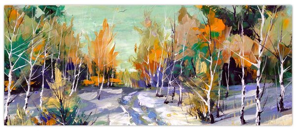 Tablou - Drum înzăpezit prin pădure (120x50 cm)