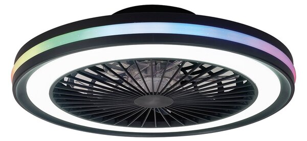 Ventilator de tavan cu LED pentru gameri, negru, DC, silențios, CCT RGB - Mantra Mantra Iluminación, Gamer, reglabil, Negru, Camera de zi, Plastic, Modern