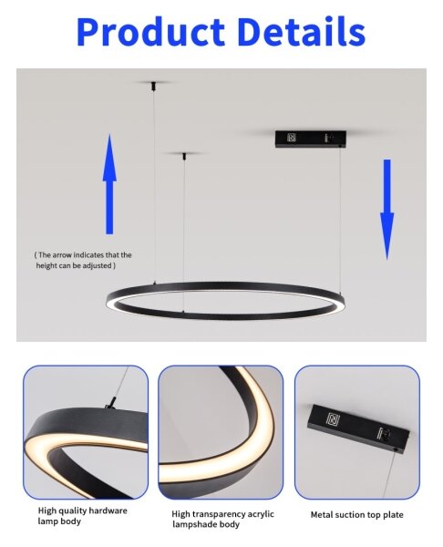 Immax NEO 07215L-LED Lustr FINO 60W/230V 80cm negru, dimabil, Tuya+DO