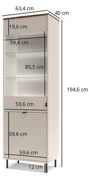 Vitrină Eliminados 2 (cașmir + stejar castello). 1116840