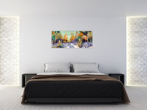 Tablou - Drum înzăpezit prin pădure (120x50 cm)