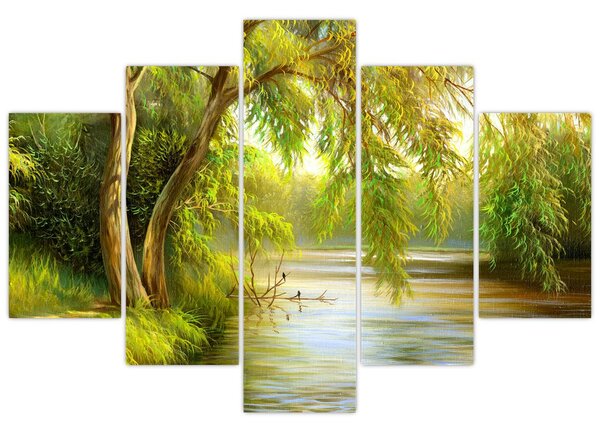 Tablou - Salcie lângă lac, pictură în ulei (150x105 cm)