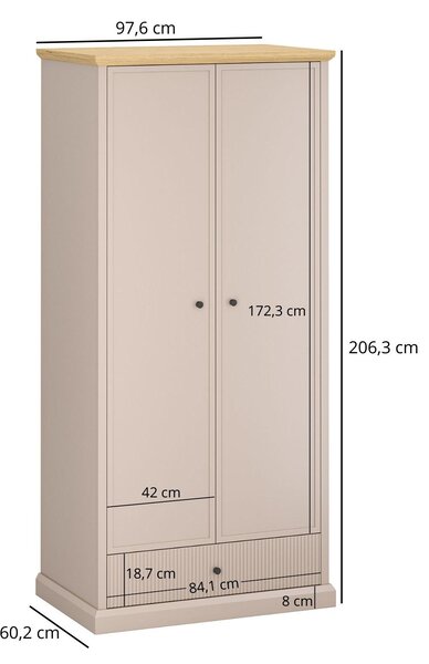 Dulap de haine Indices 1 (taupe + stejar pietros) . 1116868