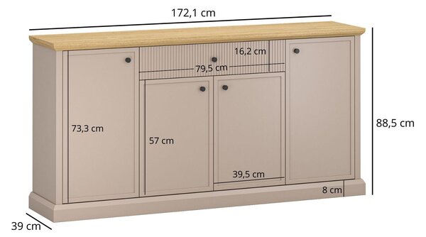 Comodă Indices 3 (taupe + stejar pietros) . 1116871