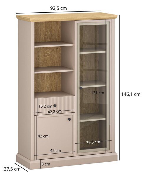 Vitrină Indices 2 (taupe + stejar pietros) . 1116872