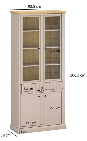 Vitrină Indices 3 (taupe + stejar pietros) . 1116873