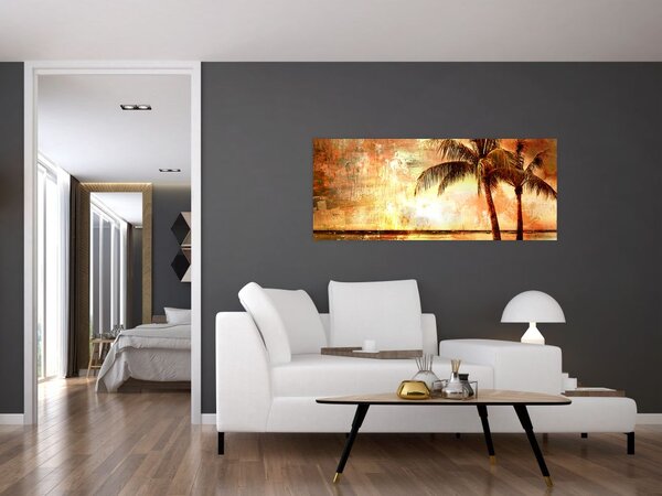 Tablou - Palmieri pe plajă (120x50 cm)