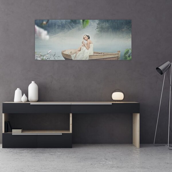 Tablou - Femeia pe barcă (120x50 cm)