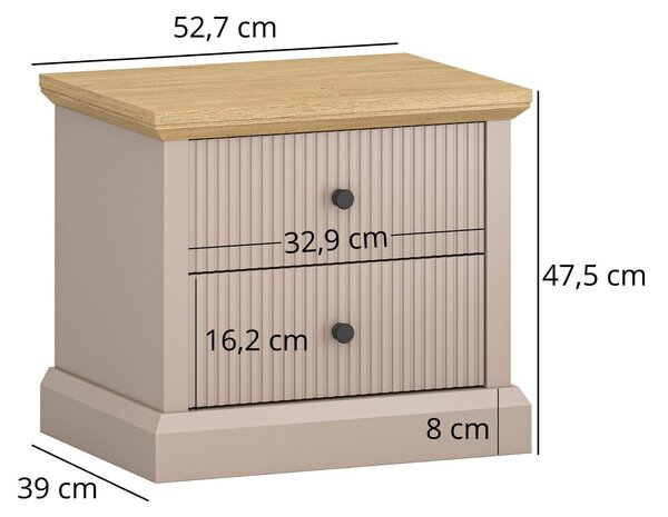 Noptieră Indices (taupe + stejar pietros) . 1116878