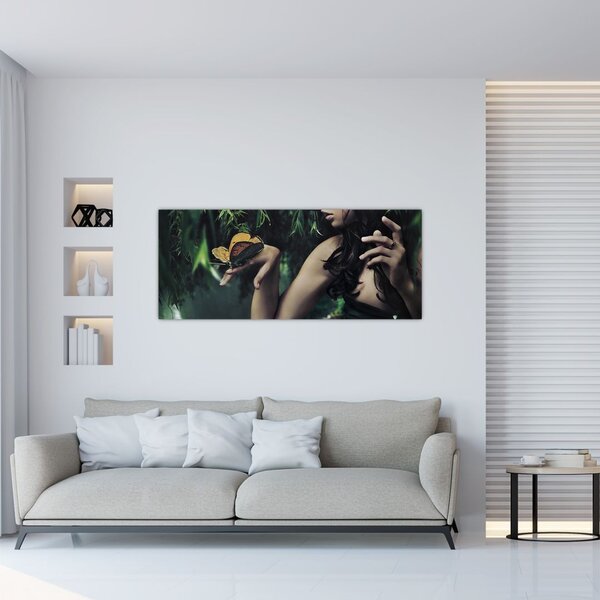 Tablou - Femeia grațioasă cu fluture (120x50 cm)