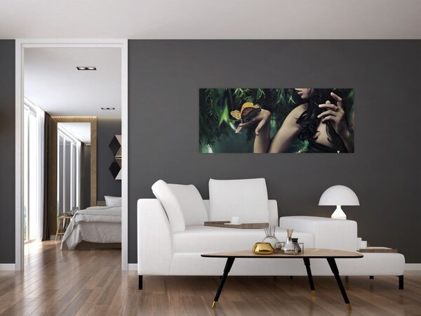 Tablou - Femeia grațioasă cu fluture (120x50 cm)