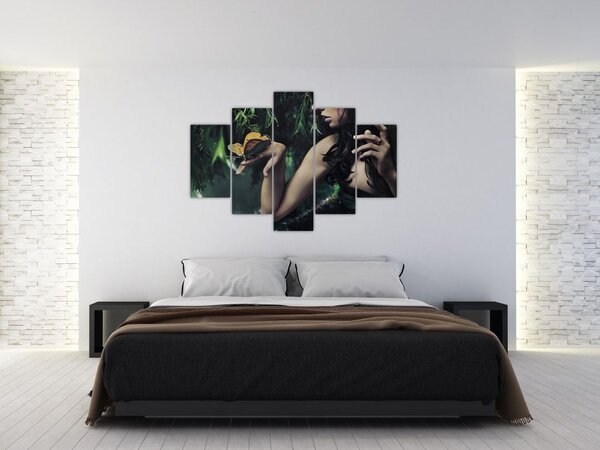Tablou - Femeia grațioasă cu fluture (150x105 cm)
