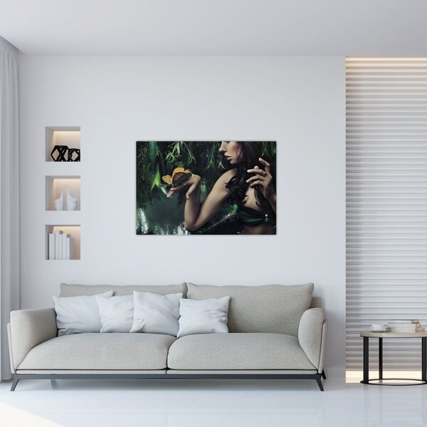 Tablou - Femeia grațioasă cu fluture (90x60 cm)