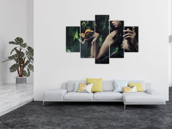 Tablou - Femeia grațioasă cu fluture (150x105 cm)