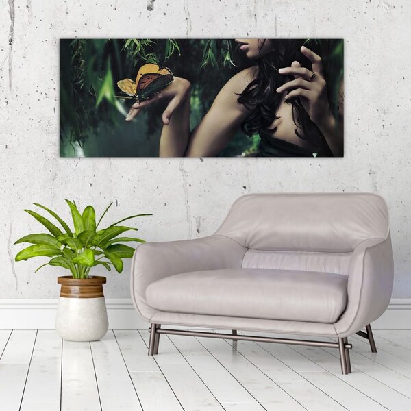 Tablou - Femeia grațioasă cu fluture (120x50 cm)