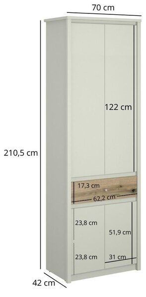 Dulap de haine Kodro 1 (cașmir + stejar evoke) . 1116923