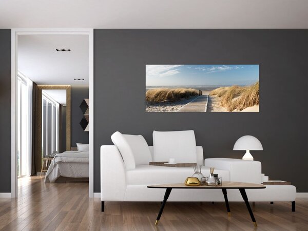 Tablou - Plaja cu nisip de pe insula Langeoog, Germania (120x50 cm)
