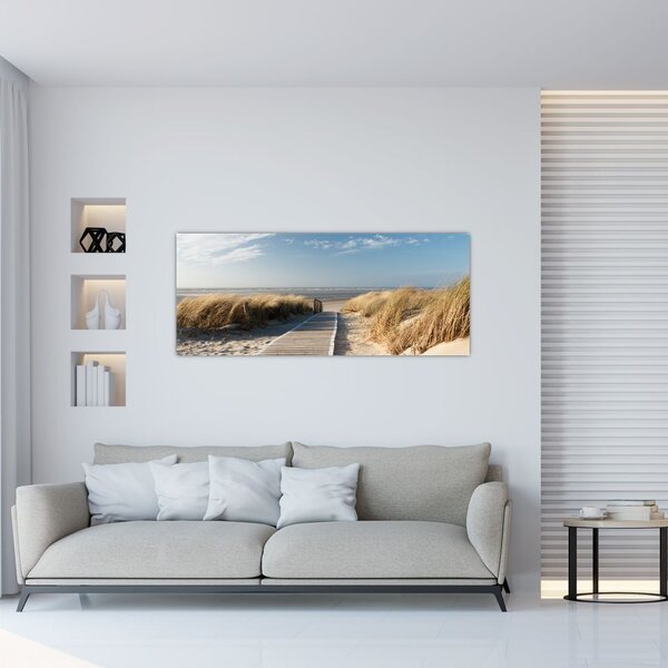 Tablou - Plaja cu nisip de pe insula Langeoog, Germania (120x50 cm)