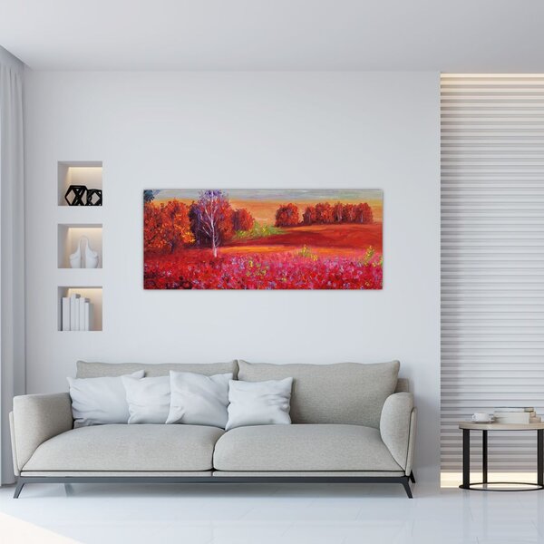 Tablou - Peisaj roșu (120x50 cm)