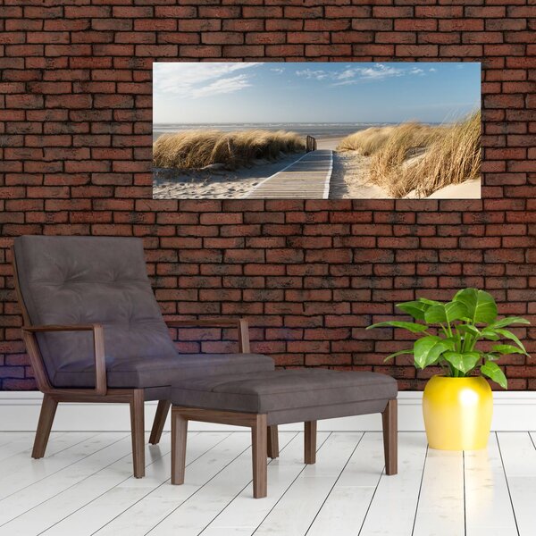 Tablou - Plaja cu nisip de pe insula Langeoog, Germania (120x50 cm)