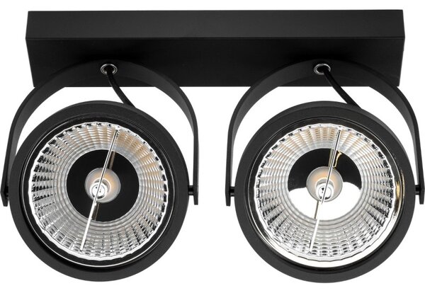 Aplica Leon dubla, 2xLED GU10 35W, design minimalist, rotatie 350 grade, inclinatie 90 grade, negru mat