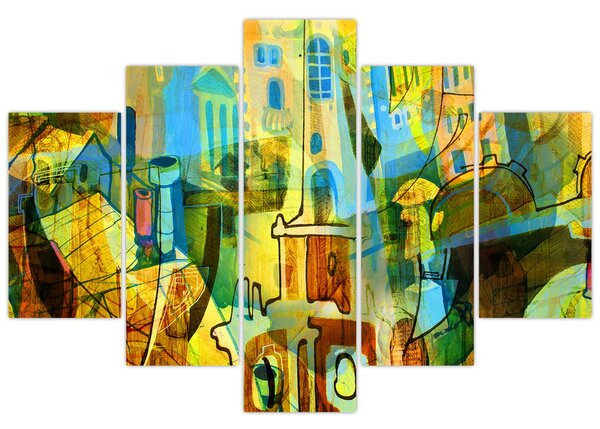 Tablou - Arhitectură, abstractizare cubistă (150x105 cm)