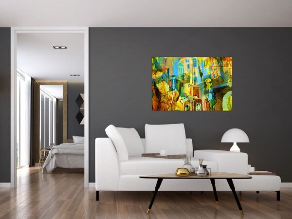 Tablou - Arhitectură, abstractizare cubistă (90x60 cm)