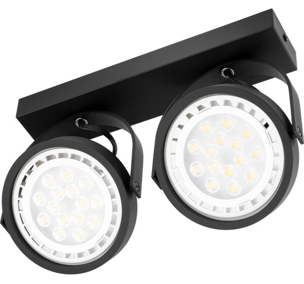 Aplica Leon dubla, 2xLED GU10 35W, design minimalist, rotatie 350 grade, inclinatie 90 grade, negru mat